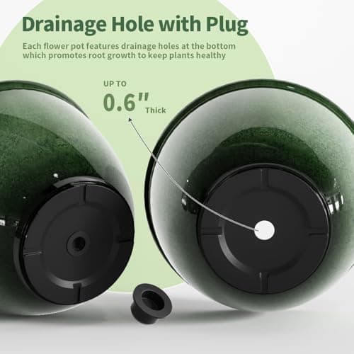 Vanslogreen 8 Inch Plastic Plant Pots, Set of 4 Flower Pots Planters with Drainage Hole, Glossy Smooth Finish Planter for Indoor Outdoor Succulent Snake Plants (Green) - Thumbnail 3