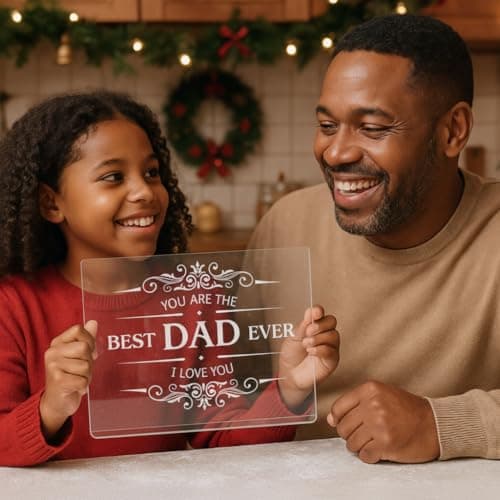 Dad Gifts from Daughter Son - Engraved Best Dad Ever Acrylic Cutting Board with Counter Lip, Cooking Gift for Father Daddy Christmas Birthday Presents Clear Countertop Protector Kitchen Decor - Thumbnail 2