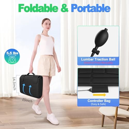 comrelax Full Body Massage Mat with Heat, Vibration Massage Mattress Pad with Lumbar Support Cushion, Foldable Massage Mat for Bed, Sofa & Floor, Relaxation & Comfort - Thumbnail 5