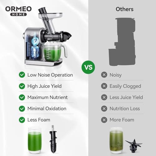 Juicer Machines,ORMEO HOME Cold Press Slow Masticating Juicers with 3.60"Large Feed Chute For Vegetable and Fruit,Easy to Clean,Quiet Motor,BPA-Free,High Juice Yield(Updated) - Thumbnail 2
