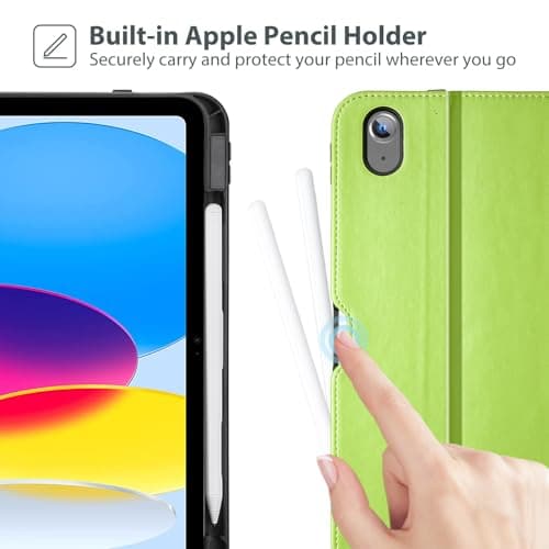 ProCase for iPad A16 11th Generation 11” 2025/iPad 10th Generation 10.9” 2022 with Pencil Holder, iPad 11/10 PU Leather Case Business Stand Cover Smart Folio with Hand Strap Front Pocket -Green - Thumbnail 4