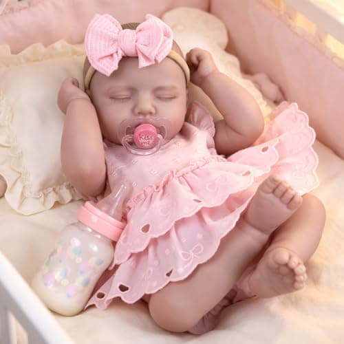 Milidool Reborn Baby Dolls Girl 20'' Realistic Sleeping Newborn - Lifelike Poseable Vinyl Baby Doll- Soft Weighted Body for Cuddling, Suit for Collectors & Kids 3+ - Image 1