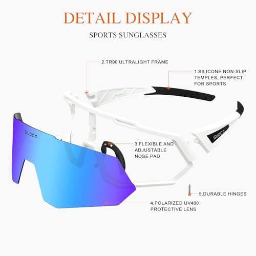 suoso Polarized Sports Sunglasses-Men-Women Cycling-Sunglasses: UV400 Wrap Around Running Sun Glasses for Baseball Fishing - Thumbnail 3