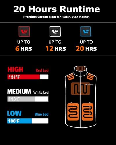 Venustas Men's Heated Vest with Battery, Up to 20 Hours of Warmth, Winter Quilted Vest for Outdoor - Thumbnail 3