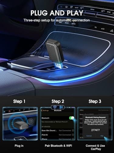 Wireless Carplay Adapter for Apple iPhone: 2025 Upgraded Mini Car Play Dongle Convert Factory Wired to Wireless - Stable Control & No Delay USB Carplay Adapter for Cars from 2016 & iOS 10+ - Thumbnail 5