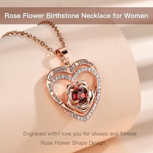 JIACHARMED Jewelry for Women Wife Infinity Rose Heart Birthstone I Love You Necklace Anniversary Women Necklaces for Her Wife Birthday Gift Ideas, Birthday Present for Girlfriend Mom Daughter,Jan - Thumbnail 4