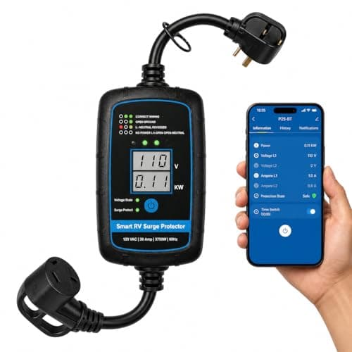 Bluetooth Smart RV Surge Protector 30Amp |Rv Surge Protector Circuit Analyzer App Control Replaceable Module UL Listed– LED Large Screen Real-Time Circuit Analyzer for Camper & Travel Trailer