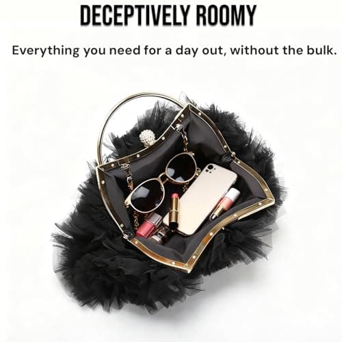 2026 Elegant Lace Floral Clutch for Women Formal Evening Bag Cute Purse Flower Art Deco Handbag For Wedding Party(Black) - Thumbnail 6