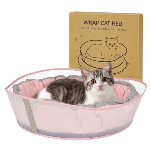 Cat Beds for Indoor Cats, Round Dog Bed for Small Dogs, Puppy, Kitten -Soft Plush Washable Cat Bed Calming with Protective Shield (Pink，21 Inches)
