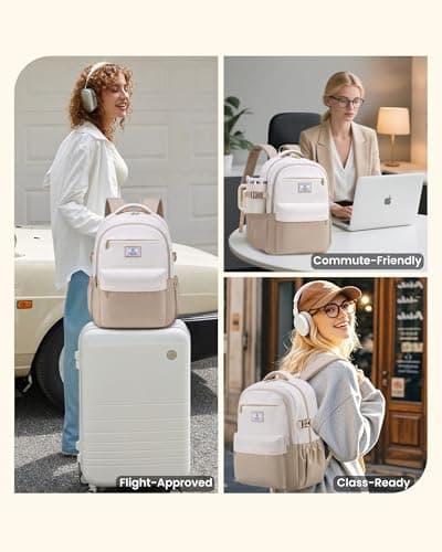 LOVEVOOK Laptop Backpack for Women Teens, 15.6" Computer Bag with 40oz Tumbler Buckle, College School Backpack,14 Pockets - Thumbnail 6