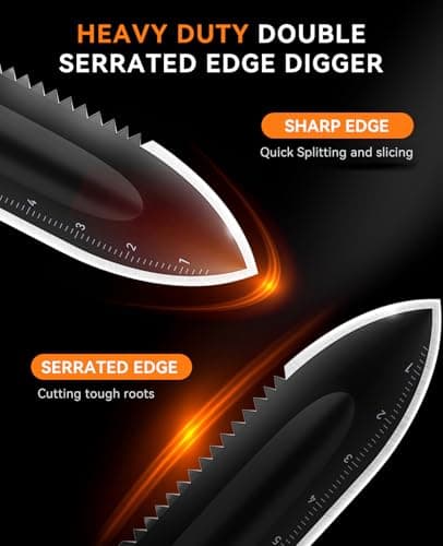 SUNPOW Metal Detector Shovel Digging Tools - Heavy Duty Double Serrated Edge Digger Shovel Knife - Garden Digging Tools with Carrying Sheath - Metal Detector Accessories - Thumbnail 3