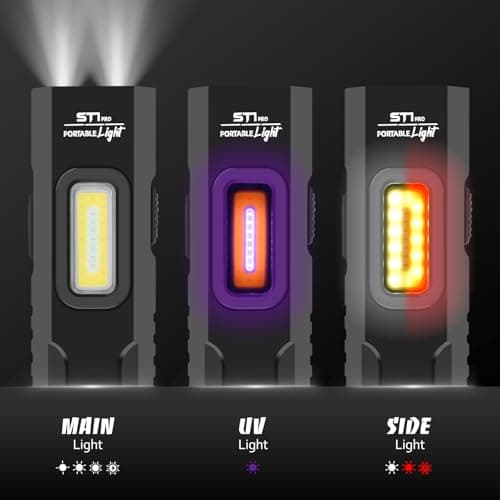 Mougcet Rechargeable EDC Flashlight, 1500 Lumens Flat Pocket Flashlight with UV Light, Magnetic Base and Pocket Clip, USB-C Portable Flash Light for Camping, Home, Emergency, Car Repair - Thumbnail 2