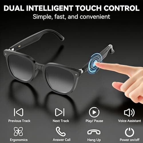 2026 AI Smart Glasses with Bluetooth,Open-Ear Audio Bluetooth Glasses for Men,Real-Time Translation 130+ Languages,AI Meeting Assistant,Gesture Control,9H Battery,35g Lightweight,Daily&Business Use - Thumbnail 4