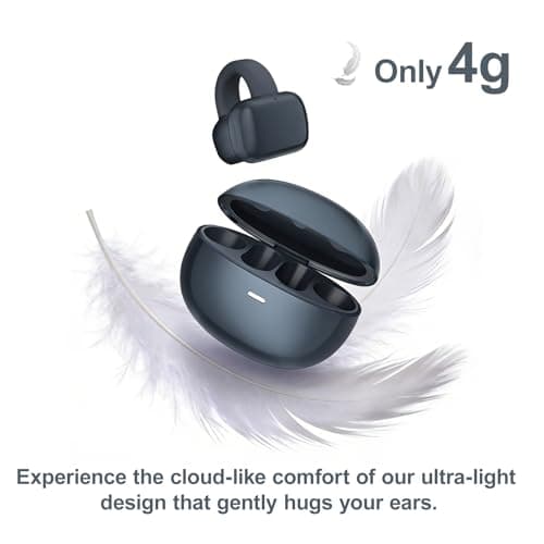 Molufeibe Open Ear Earbuds Wireless Bluetooth - Clip on Ear Buds Comfortable for All Ears， ENC Noise Cancelling Headphones with 50H Play Time, IPX5 Waterproof for Sports - Purple - Thumbnail 3