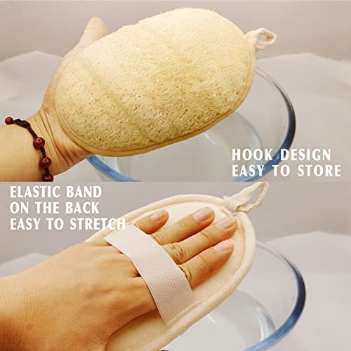 YIQINGJIE Natural Loofah Sponge Exfoliating Body Scrubber(4 Packs),Made with Eco-Friendly and Biodegradable Soft Shower Luffa Sponge, Loofah for Women and Men, Brown - Thumbnail 3
