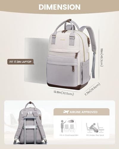 LOVEVOOK Travel Laptop Backpack Women, 17.3 Inch Anti-theft Laptop Bag with USB Port, Fashion Waterproof Computer Backpacks Teacher Nurse Backpack Purse for College School Work - Thumbnail 3
