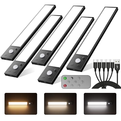 Under Cabinet Lighting Wireless,3000mAh Dimmable Under Counter Lights for Kitchen,Motion Activated Under Cabinet Lights,3 Color-6500K Dimmable, Timer, Magnetic
