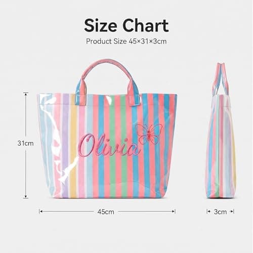 KEQHAULI Custom Embroidered Waterproof Tote Bag for Women, Personalized Gift for Commuting Travel Beach & Teacher, Bridesmaid Proposal Bachelorette Birthday Christmas Valentine - Thumbnail 6