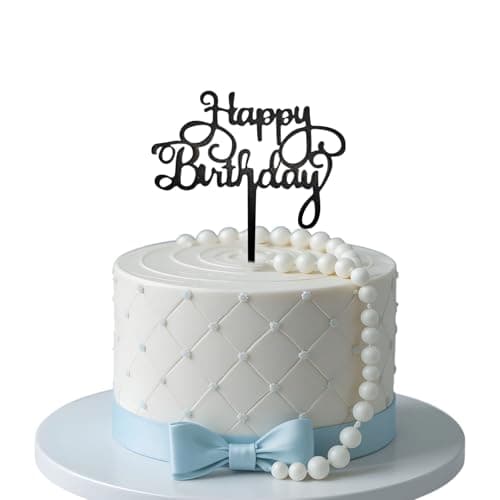 JRYZCHBO Happy Birthday Cake Topper,Acrylic Boy or Girl Cake Sign Decorations,Birthday Cake Topper Supplies for Men's Women's Birthday Party Cake Dessert (BLACK) - Image 1