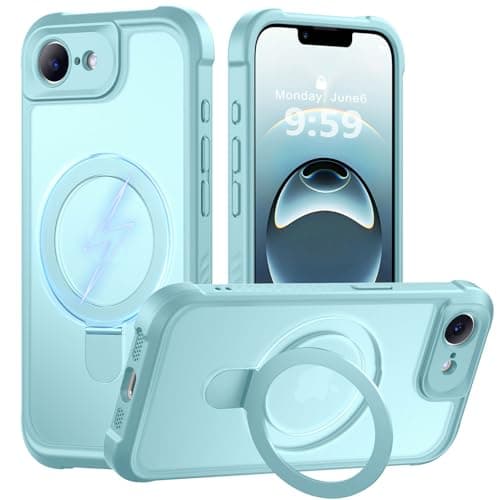 MOCCA for iPhone 17e Case & iPhone 16e Case with Magnetic Invisible Stand [Full Camera Protection][Compatible with Magsafe] Military Drop Shockproof Translucent Matte Phone Case Cover 6.1",Blue - Image 1