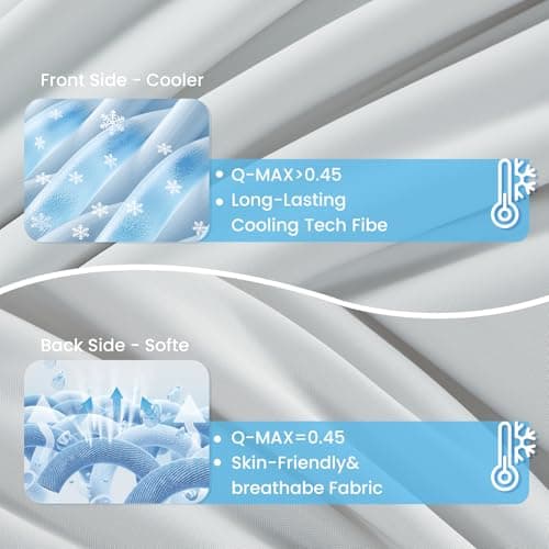 Topcee Cooling Comforter 60"x90"-Cooling Blanket Everlasting Cold Touch for Hot Sleepers-Q-max 0.35 Double-Sided Lightweight Design Summer Ice Blanket for Night Sweats-Grey Twin - Thumbnail 5