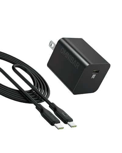 Omnibar 30W USB C Charger, GaN Compact Type C Charger Fast Charging Block, PD 3.0 PPS USB C Wall Charger Power Adapter for iPhone 17 16 15 Pro Max, Galaxy S26 S25 S24 Ultra (30W (with Cable)) - Image 1
