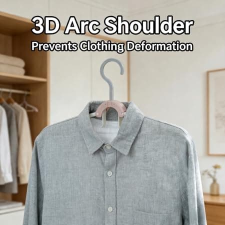 3-Speed Adjustable Foldable Clothes Hanger: 3D Arc Shoulder, Built-in Side Hooks, Compact for Home Closet & Travel, Fits Shirts/Coats, Space-Saving & Sturdy - Thumbnail 4