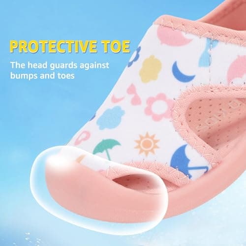 STQ KIDS Girls Water Shoe Cute Quick-Dry Non Slip Beach Swim Pool Shoes Breathable Sneakers Pink Love Toddler 7 - Thumbnail 5