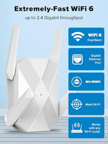 2026 AX3000 WiFi 6 Extender, WiFi Extender Signal Booster for Home-Dual Band (2.4G/5.8G), WiFi Booster with 10X Faster Access Point,Up to 15888 Sq.Ft.&Support 135+ Smart Devices (White) - Thumbnail 3