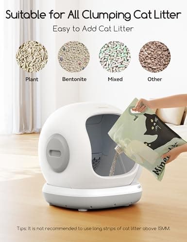 MeoWant Self-Cleaning Cat Litter Box, 75L Extra Large Open Automatic Cat Litter Box for Multi Cats, Integrated Safety Protection/APP Control/Odor Removal Smart Box with Mat & Liner (Gray) - Thumbnail 6
