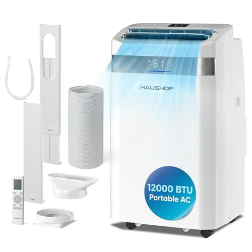 HAUSHOF 12000 BTU Portable Air Conditioners, Portable AC with Cool, Fan, Dry & Sleep Mode, AC Unit Portable with 35°-70° Auto Swing, Remote Control,24H Timer, Window Kit & Exhaust Hose Sleeve Included - Image 1