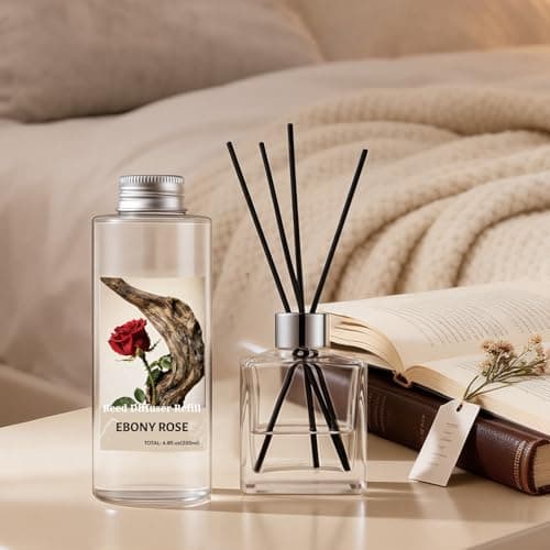 STRN Reed Diffuser Oil Refill, Ebony Rose Scented Diffuser Oil Refills with 6 Reed Sticks 200ML(6.8fl.oz), Room Fresheners for Home, Long-Lasting Summer Fragrance for Living Room, Bedroom, Office - Thumbnail 6
