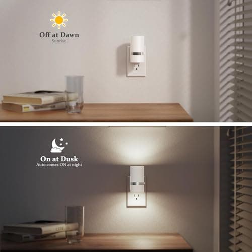 JandCase Night Lights Plug into Wall, Automatic Night Light with Dusk to Dawn, 2 Pack 5000K Daylight 0-100LM Dimmable Plug in LED Nightlight for Bedroom, Hallway, Stairs - Thumbnail 3