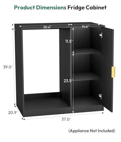 Lamtor Wine Bar Cabinet with Fridge Space, Snack Bar Cabinet with Power Outlet, Fluted Coffee Bar with Adjustable Shelf for Game Room, Dining Room Living Room, Black - Thumbnail 2