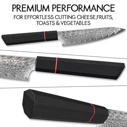5.5-Inch Japanese Chef Knife - Razor Sharp Damascus Small Kitchen Knife, AUS-10 Steel for Paring Knife with G10 Handle - Thumbnail 6