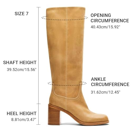 heelchic Banana Boots for Women Knee High Campus Boots Square Toe Chunky Heel Tall Boots Long Fall Boots,6.5 - Thumbnail 4