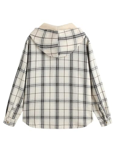 ZAFUL Men's Flannel Shirts Casual Plaid Button Down Shirt Jacket Long Sleeve Shacket with Pockets Black Buffalo Plaid XL - Thumbnail 2