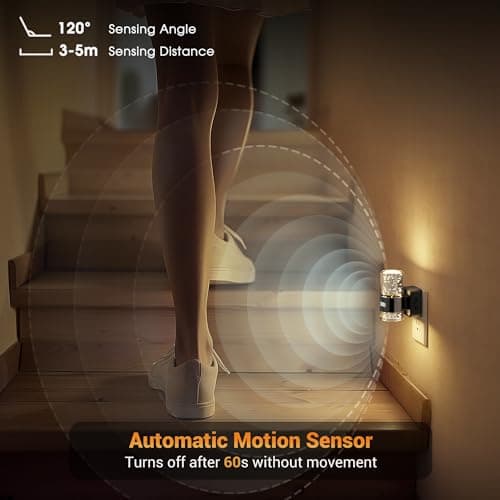 JandCase Motion Sensor Night Light, Night Lights Plug Into Wall, 3000k LED Dimmable Night-Lights with Adjustable Brightness, 0-100Lm, Motion Activated Nightlight for Bathroom, Hallway, Bedroom - Thumbnail 4