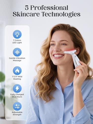 GIHWRRI Red Light Therapy for Face and Neck, 7-Color Face Massager Tool for Anti-Aging & Wrinkle Reduction, Rechargeable LED Phototherapy Device with Heat & Vibration, At-Home Skincare Gift for Women - Thumbnail 2