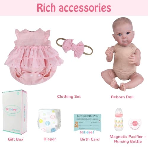 Milidool Reborn Baby Dolls - 20-Inch Real Life Baby Doll with Poseable Limbs and Feeding Kit, Weighted Newborn Lifelike Baby Doll Gift Set for Seniors, Collectors and Kids 3+ - Thumbnail 5