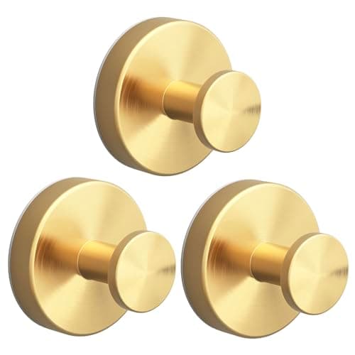 Genfest 2026 Suction Cup Hooks for Hanging, Shower, No-Drill Removable Heavy Duty Suction Cup Hooks for Towel, Shower, Home Storage, Window, Hanging, Bathroom, Kitchen, Glass Door - 3, Gold