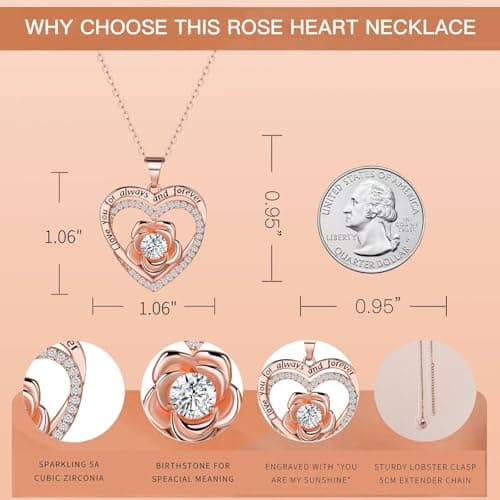 JIACHARMED Jewelry for Women Wife Infinity Rose Heart Birthstone I Love You Necklace Anniversary Women Necklaces for Her Wife Birthday Gift Ideas, Birthday Present for Girlfriend Mom Daughter,Jan - Thumbnail 6