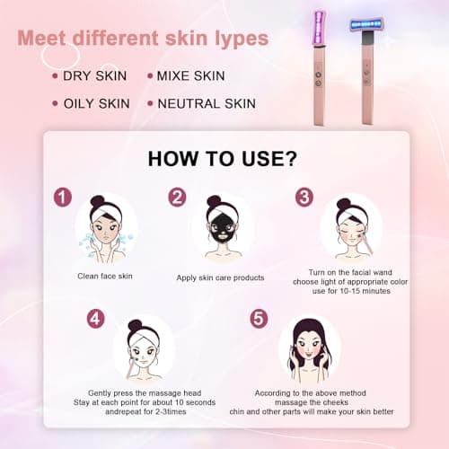Red Light Therapy for Face, 6 in 1 LED Light Therapy Eye Equipment for Skin,Face Wand with Facial Massager, Skincare Facial Wand,Vibration, Thermal, Microcurrent，Portable Beauty Tools - Thumbnail 5