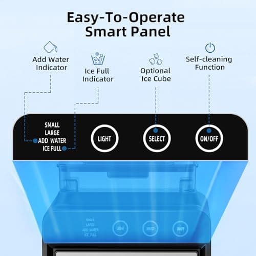 Antarctic Star Ice Maker, Portable Ice Machine with Self-Cleaning Function, 8 Cubes in 6 Mins Fast Countertop Ice Making, Compact Ice Cube Maker for Home, Kitchen, RV, Travel, Steel - Thumbnail 3