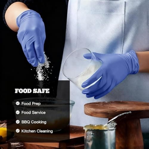 GTT Nitrile Exam Gloves, 6 Mil, 100 Count, Powder-Free, Disposable Gloves for Medical Care, First Aid, Cleaning, Food Prep, Tattoo, Cooking, Purple X Large - Thumbnail 4