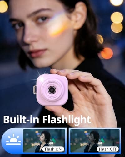 W & O Mini Keychain Digital Camera,1080p Mini Camera Charms with 32GB Card,Small Cameras for Photography with Long Battery Life,Pocket-Size Keychain Camera with Chain for Vlog, Party,Travel (Pink) - Thumbnail 2