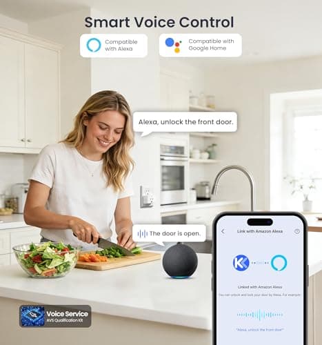 Veise VE017G Wi-Fi Keyless Entry Door Lock, App Remote & Voice Control, Fingerprint Smart Locks for Front Door, Touchscreen Electronic Keypad Deadbolt, Auto Lock, Emergency Power Port, Satin Nickel - Thumbnail 4