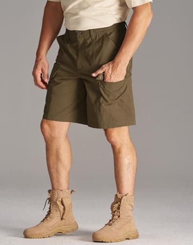 CHRONOLINE Men’s Work Shorts Regular Fit Cotton Workwear Utility Cargo Shorts with Pockets 2026 Spring Summer Casual Shorts, Taupe Brown, 40 - Thumbnail 6