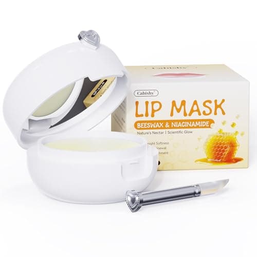 Lip Mask Overnight with Mirror & Brush, Hydrating Nourishing Lip Balm with Strawberry & Niacinamide, Smooth & Plump Lips Treatment Moisturizer, Improves Dark Lips for Men/Women & Smokers 0.71oz - Image 1
