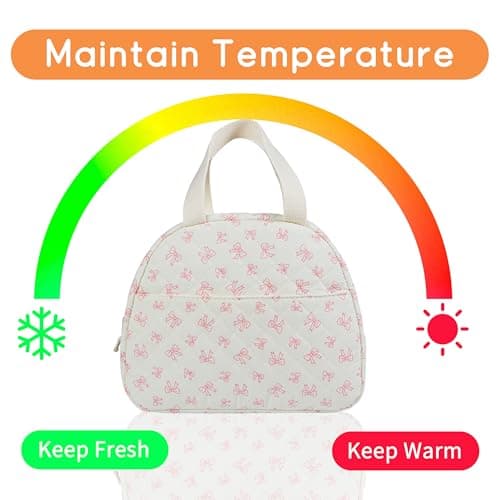 GISMTR Lunch Bag for Women Insulated Lunch Box Cute Quilted Lunch Tote Bags Reusable Large Capacity Cooler Bag for Travel Work Picnic - Thumbnail 3